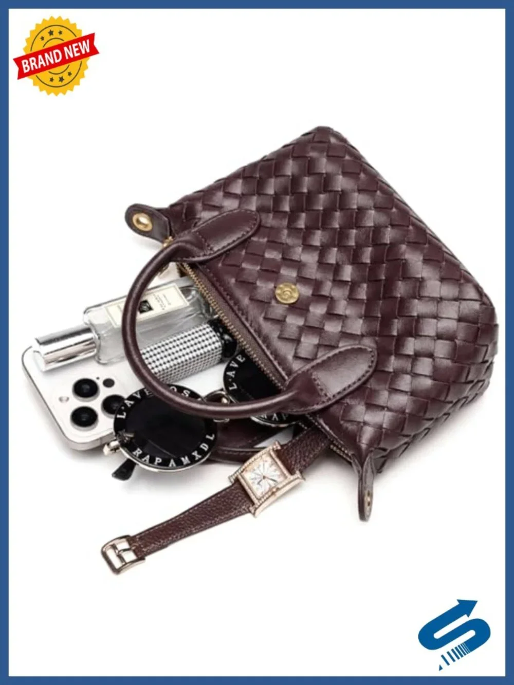 Handwoven Vegan Leather Dumpling Crossbody Bag with Adjustable Strap